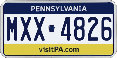 PA license plate MXX4826
