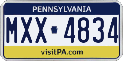PA license plate MXX4834