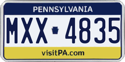 PA license plate MXX4835