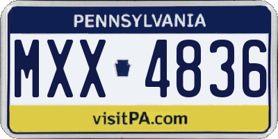 PA license plate MXX4836