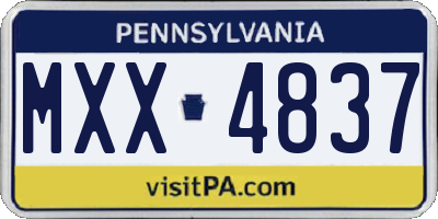 PA license plate MXX4837