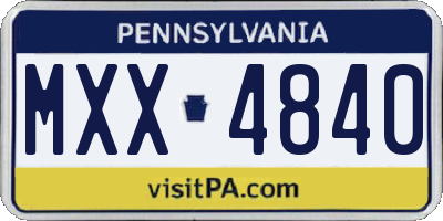 PA license plate MXX4840