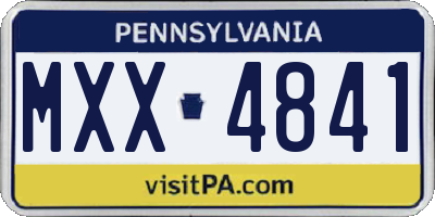PA license plate MXX4841
