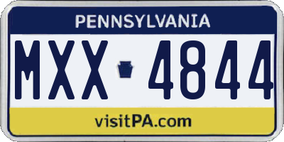 PA license plate MXX4844