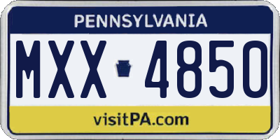 PA license plate MXX4850