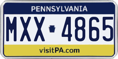 PA license plate MXX4865