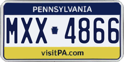 PA license plate MXX4866