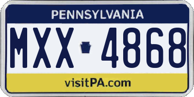 PA license plate MXX4868
