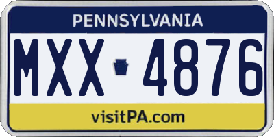 PA license plate MXX4876