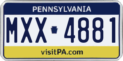PA license plate MXX4881