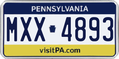 PA license plate MXX4893