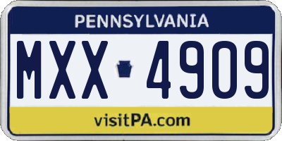 PA license plate MXX4909