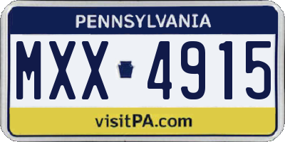 PA license plate MXX4915