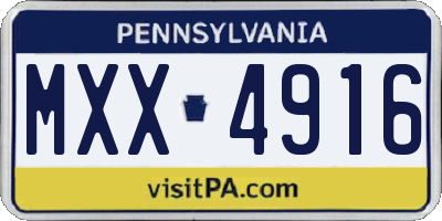PA license plate MXX4916