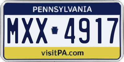 PA license plate MXX4917
