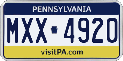 PA license plate MXX4920