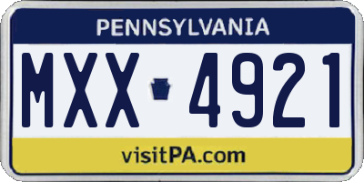 PA license plate MXX4921