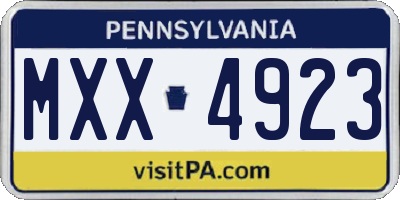 PA license plate MXX4923
