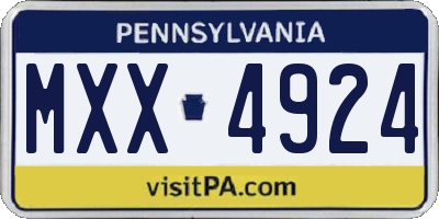 PA license plate MXX4924