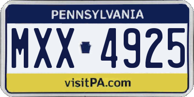 PA license plate MXX4925