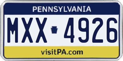 PA license plate MXX4926