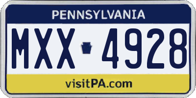 PA license plate MXX4928