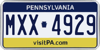 PA license plate MXX4929