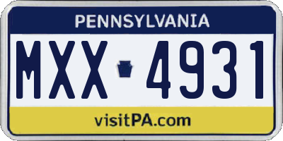 PA license plate MXX4931