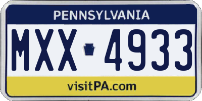 PA license plate MXX4933