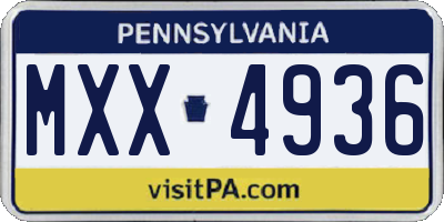 PA license plate MXX4936