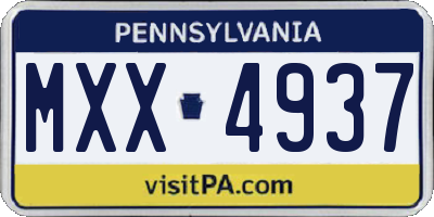 PA license plate MXX4937