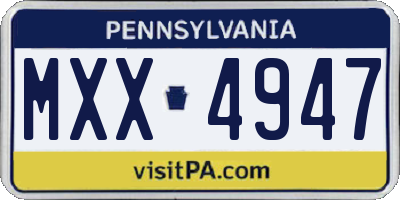 PA license plate MXX4947