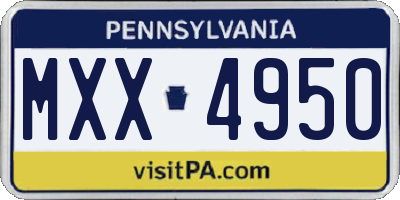 PA license plate MXX4950