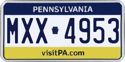 PA license plate MXX4953