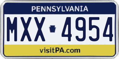 PA license plate MXX4954