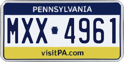 PA license plate MXX4961