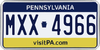 PA license plate MXX4966