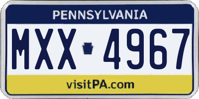 PA license plate MXX4967