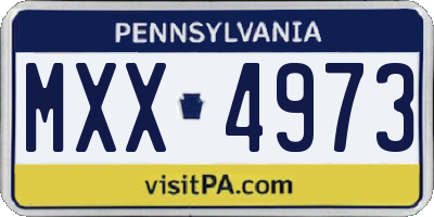 PA license plate MXX4973