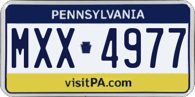 PA license plate MXX4977