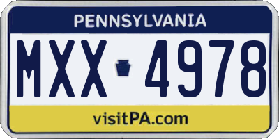 PA license plate MXX4978