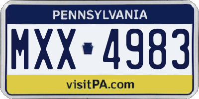 PA license plate MXX4983