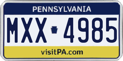 PA license plate MXX4985