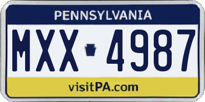PA license plate MXX4987