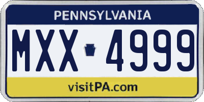 PA license plate MXX4999