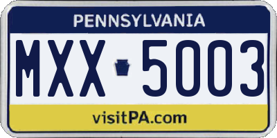 PA license plate MXX5003