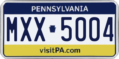 PA license plate MXX5004