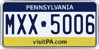 PA license plate MXX5006