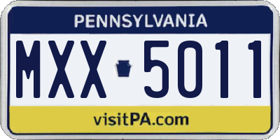 PA license plate MXX5011
