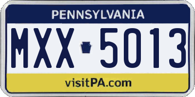 PA license plate MXX5013